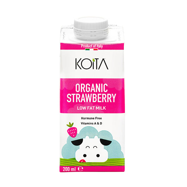 Organic Strawberry Low Fat Cow Milk 200ml